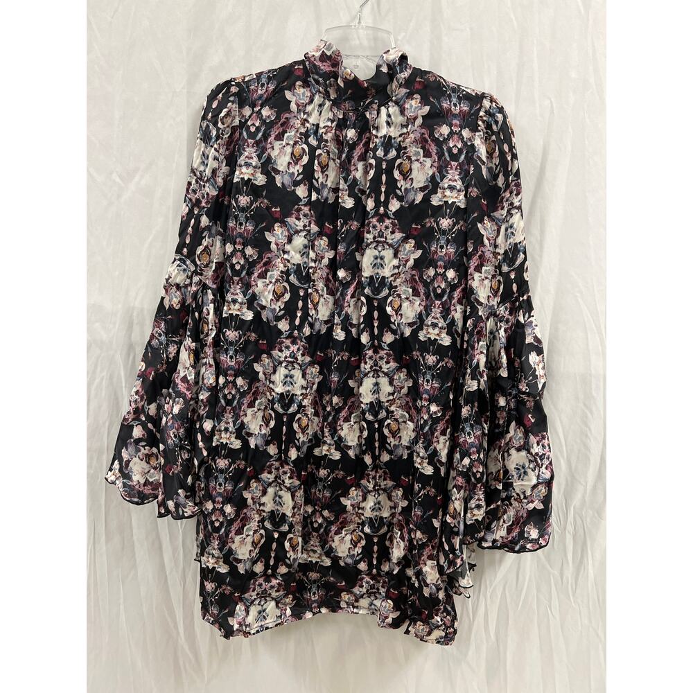 Chloe Kristyn Champagne Sleeve Abstract Floral Dress size XS
